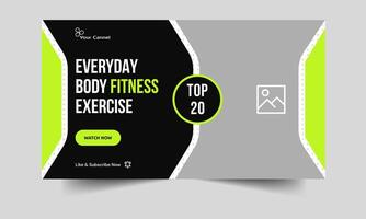 Video tutorial fitness techniques video thumbnail banner design, workout plan video tips and tricks cover banner design, fully editable vector eps 10 file format