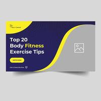 Vector illustration video tutorial fitness tips and  tricks thumbnail banner design, workout plan techniques, fully editable vector eps 10 file format