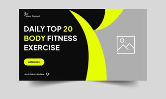 Everyday fitness tips and tricks video thumbnail banner design, workout plan techniques video cover banner design, fully editable vector eps 10 file format