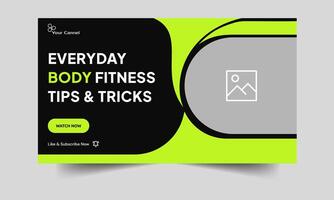 Daily exercise advice and techniques Workout plan methods video cover banner design, video thumbnail banner design, totally editable vector eps 10 file format