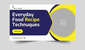 Tips and tricks for cooking recipes Designing a video cover banner and coming up with daily meal ideas Vector EPS 10 file format with configurable video thumbnail design