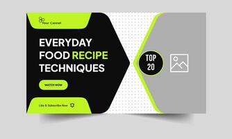 Food recipe video tutorial tips and tricks thumbnail banner design, food recipe idea video cover banner design, fully editable vector eps 10 file format