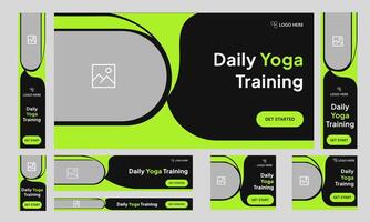 Editable web banner template for yoga and meditation that can be customized for social media postings. The template is in vector EPS 10 format.