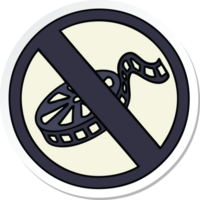 sticker of a cute cartoon no movies sign png