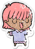 distressed sticker of a cartoon woman png