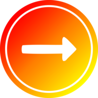 apontando seta circular ícone com caloroso gradiente terminar png