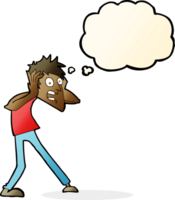 cartoon man panicking with thought bubble png