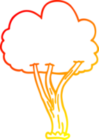 värma lutning linje teckning av en tecknad serie blomning träd png
