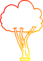 warm Gradient Linie Zeichnung von ein Karikatur Blühen Baum png