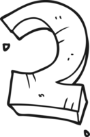 hand drawn black and white cartoon stone number two png