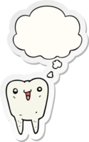 cartoon tooth with thought bubble as a printed sticker png