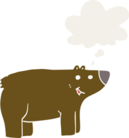 cartoon bear with thought bubble in retro style png