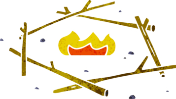 hand drawn retro cartoon doodle of a camp fire png