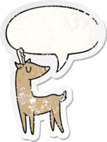 cartoon deer with speech bubble distressed distressed old sticker png