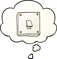 cartoon light switch with thought bubble in smooth gradient style png