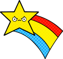 comic book style cartoon of a shooting rainbow star png