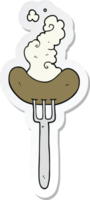 sticker of a cartoon sausage on fork png