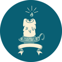 icon of a tattoo style spooky melting candle png