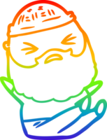 rainbow gradient line drawing of a cartoon man with beard png