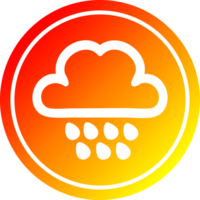 regen wolk circulaire icoon met warm helling af hebben png