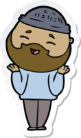 sticker of a cartoon happy bearded man png