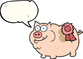 hand drawn speech bubble cartoon prize winning pig png