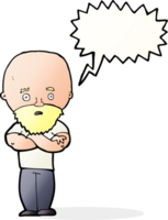 cartoon shocked bald man with beard with speech bubble png