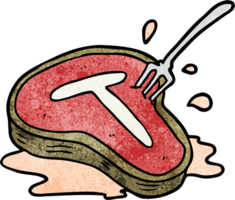 dessin animé cuit steak et fourchette png