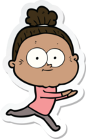 sticker of a cartoon happy old woman png