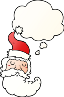 cartoon santa face with thought bubble in smooth gradient style png