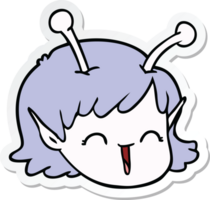 sticker of a cartoon alien space girl face png