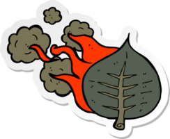 sticker of a cartoon burning leaf png