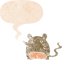 Karikatur Maus mit Rede Blase im Grunge betrübt retro texturiert Stil png