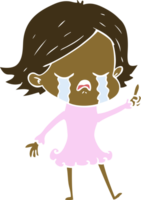 niña de dibujos animados de estilo de color plano llorando png