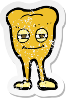 pegatina retro angustiada de un diente sonriente de dibujos animados png