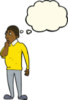 cartoon curious man with thought bubble png