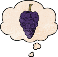 cartoon grapes with thought bubble in grunge texture style png