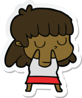 sticker of a cartoon indifferent woman png