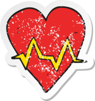 retro distressed sticker of a cartoon heart rate pulse symbol png