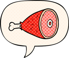 cooked cartoon leg of meat with speech bubble in comic book style png