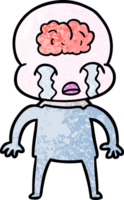 cartoon big brain alien weint png