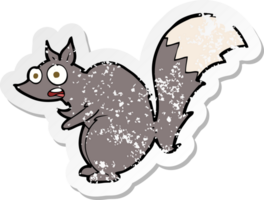 retro distressed sticker of a funny startled squirrel cartoon png