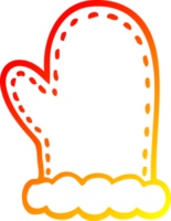 warm gradient line drawing of a cartoon oven mitts png