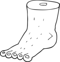 hand drawn black and white cartoon foot png