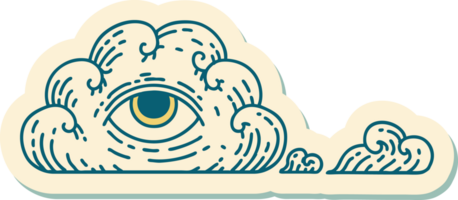 sticker of tattoo in traditional style of an all seeing eye cloud png