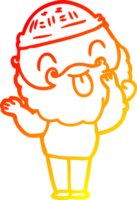 warm gradient line drawing of a man with beard sticking out tongue png