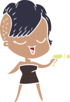 happy flat color style cartoon girl png