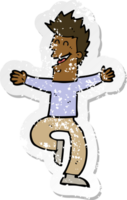 retro distressed sticker of a cartoon laughing man png