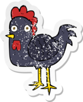 retro distressed sticker of a cartoon chicken png