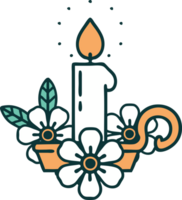 iconic tattoo style image of a candle holder png